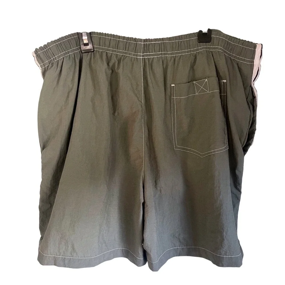 Vintage 90s KANDO Mens Olive Green Athletic Shorts Size L Side Stripe Mesh Lined
